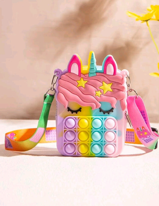 Unicorn handbag pop it ( green and dark pink)